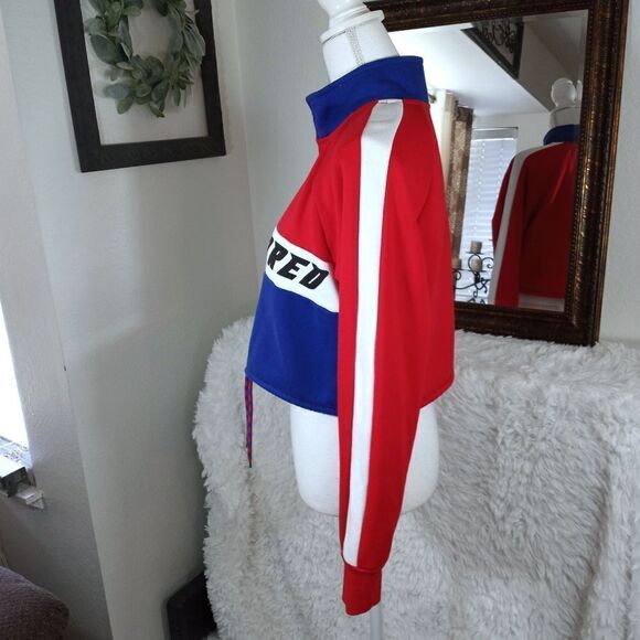 FOREVER 21 CROP RED, WHITE, & BLUE "UNCENSORED" SWEATSHIRT SZ.S EUC - Picture 4 of 7